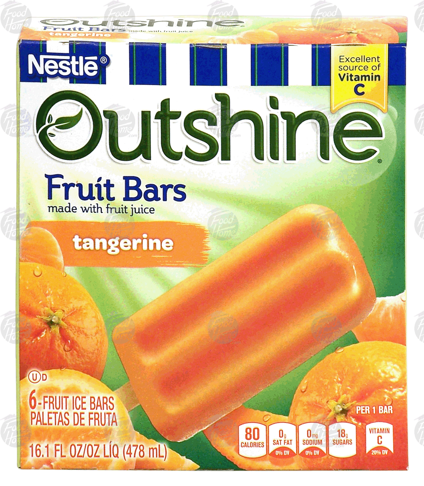 Nestle Outshine tangerine fruit ice bars, made with fruit juice, 6 bars Full-Size Picture